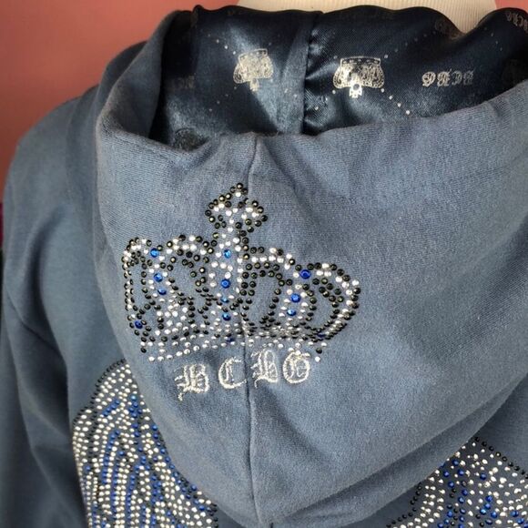 BCBGMaxAzria Blue Angel Wing Cotton Zip Hooded Jacket - Picture 8 of 15